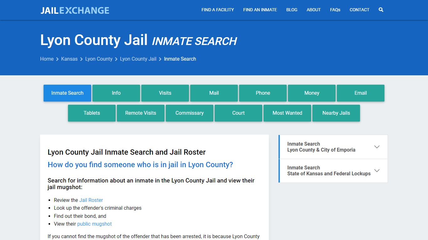 Inmate Search: Roster & Mugshots - Lyon County Jail, KS